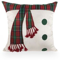 Almofada Decorativa Quadrada 45x45cm Veludo Natal Cachecol MOD28 Cru/Vermelho/Verde