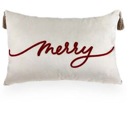 imagem de Almofada Decorativa Retangular 35x58cm Veludo Bordado Natal Merry MOD32 - Catran