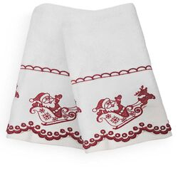 Kit Lavabo Natal Trenó 2 peças Branco/Vermelho