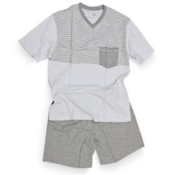 Pijama Curto Malha 11254 RL02 Branco/Cinza P