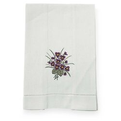 imagem de Toalha de Lavabo Avulsa Bordada Linho Bouquet Violetas - Catran