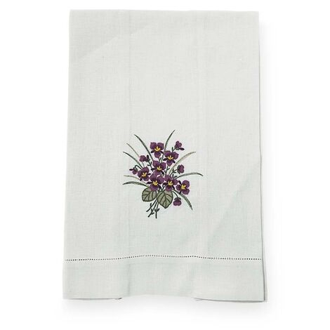 imagem do produto Toalha de Lavabo Avulsa Bordada Linho Bouquet Violetas - Catran