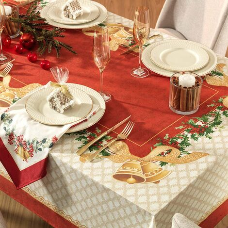 imagem do produto Toalha de Mesa Quadrada 140x140cm Sinos de Natal - Karsten